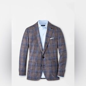 Peter Millar Espresso Dawson Plaid Soft Jacket Sport Coat Blazer Suit 38R NWT